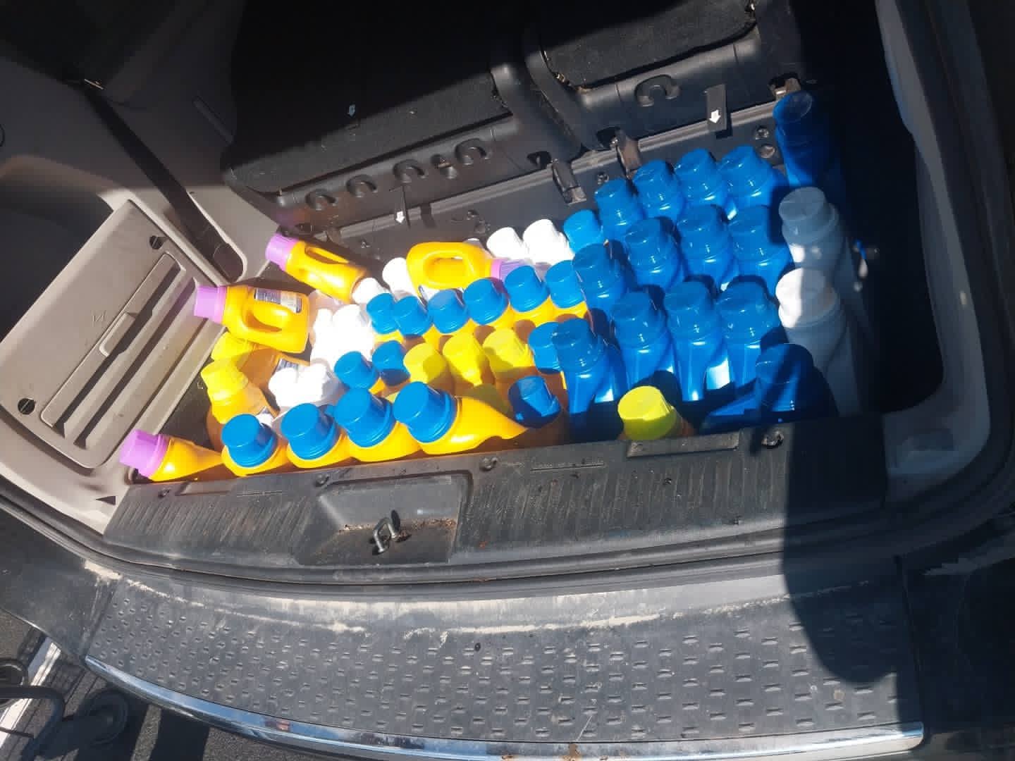 A vehicle loaded with detergent and cleaning supplies for the Community Porch in Hoosick Falls NY